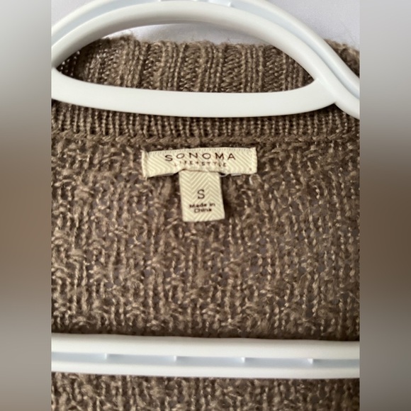 Sonoma Cardigan Women’s S Light Olive Green Cable Knit Sweater - Picture 2 of 4